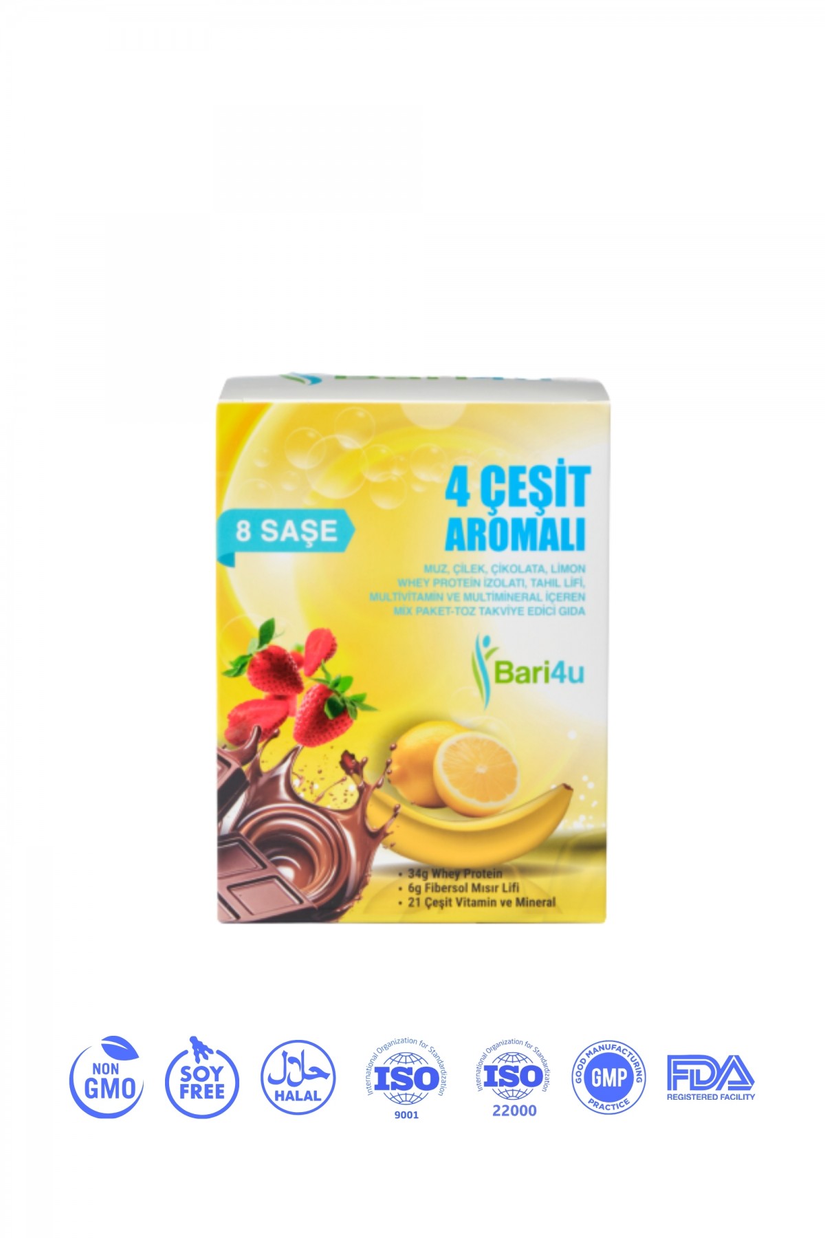 Bari4u 4 Çeşit Aromalı Whey Protein 8 Şase